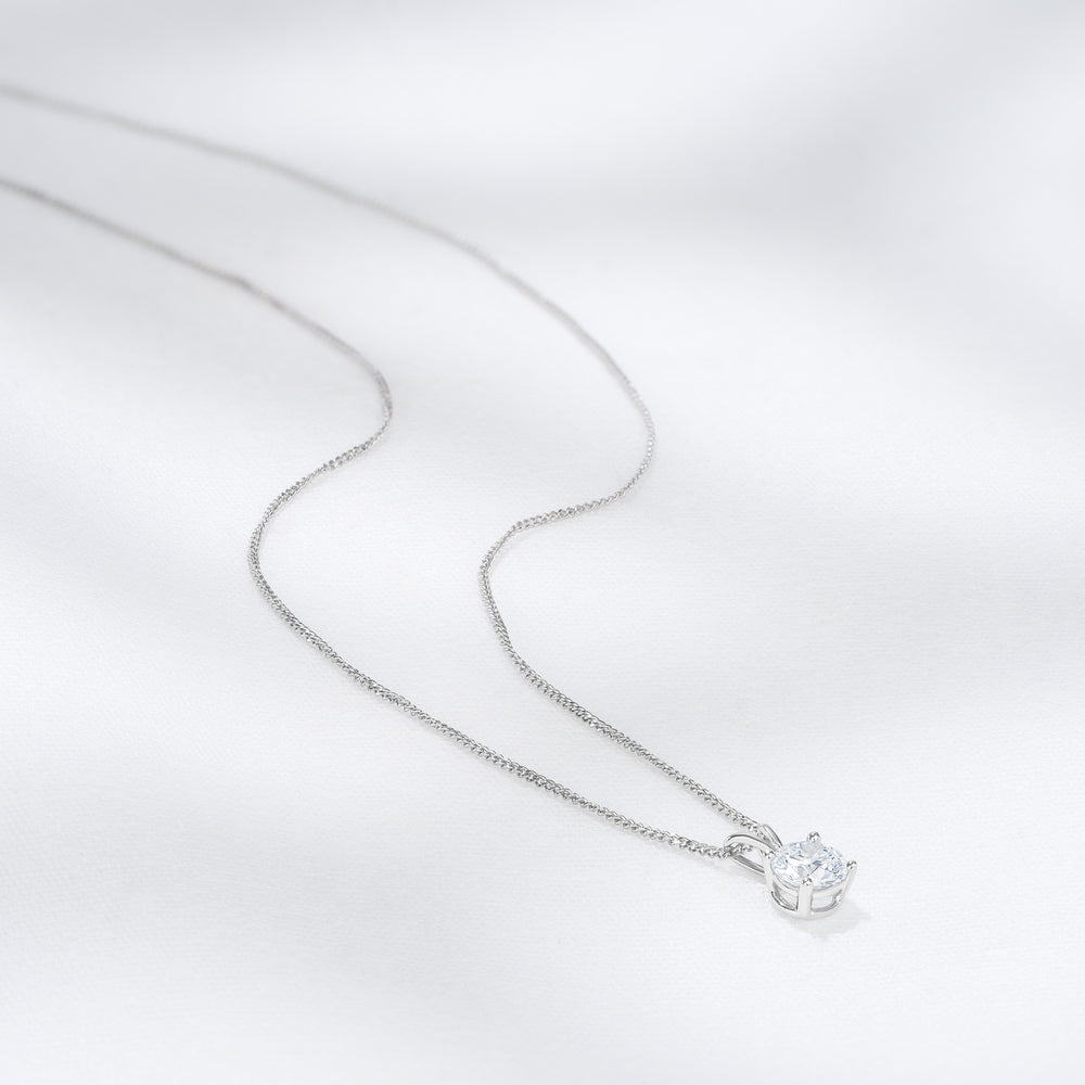 Chloe 0.50ct Lab Diamond Solitaire Necklace Pendant in 9K White Gold H/Si