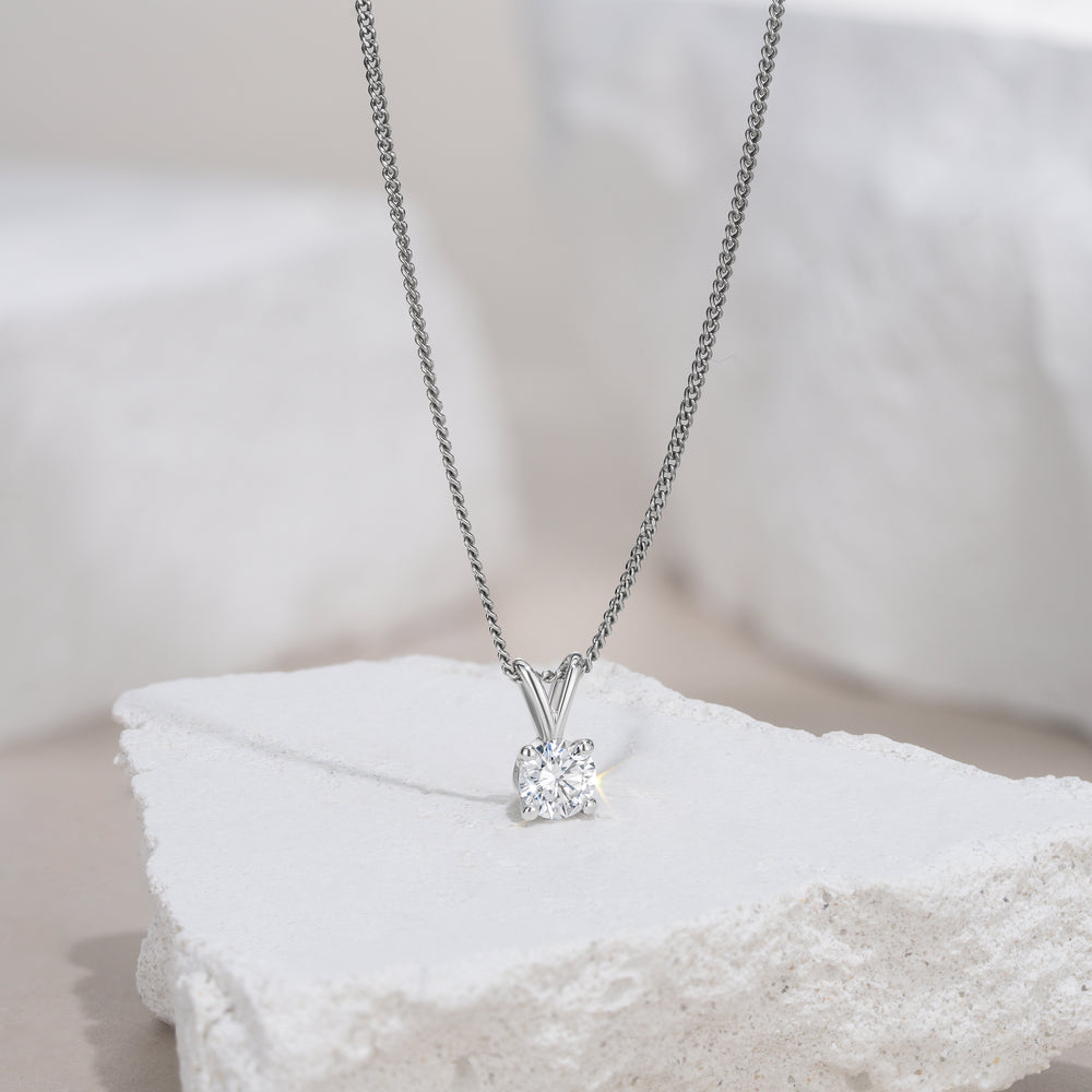 Chloe 0.50ct Round Cut Lab Diamond Solitaire Pendant Necklace in Sterling Silver