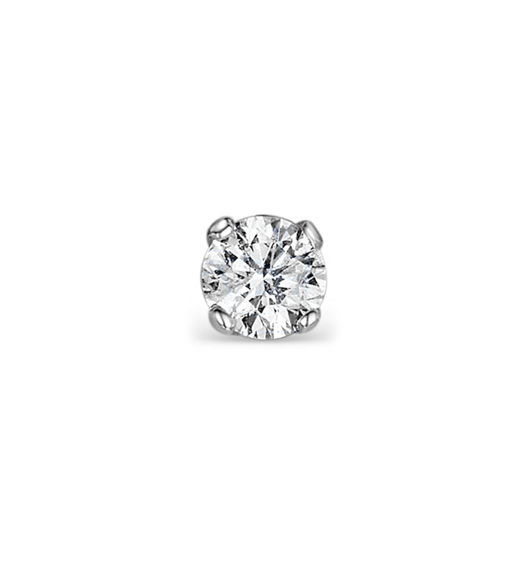 SINGLE Studs Diamond Earring 0.20ct Premium Quality 18KW Gold - 3.8mm