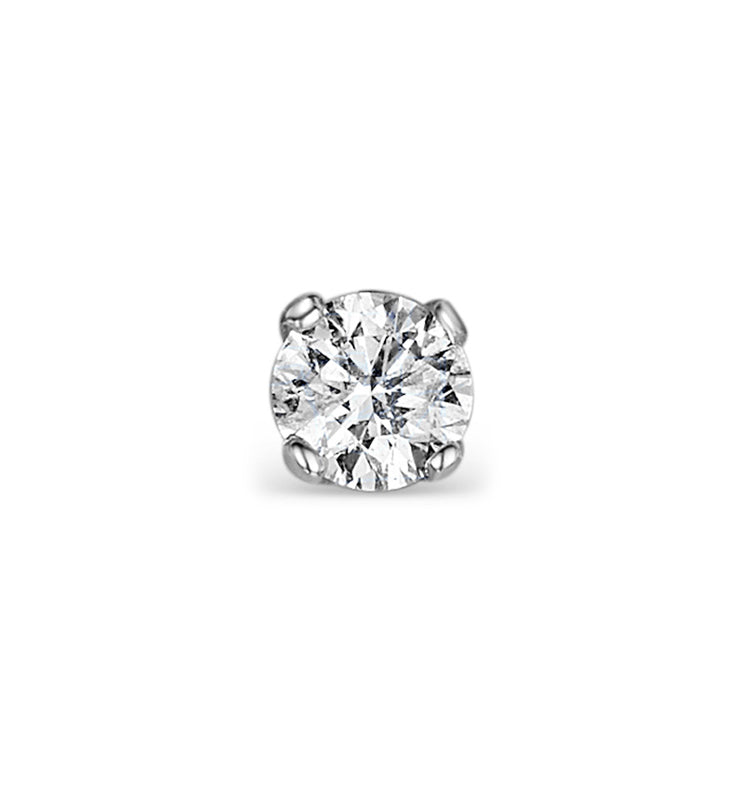 SINGLE Stud Diamond Earring 0.50ct Premium in 18K White Gold - 5.1mm