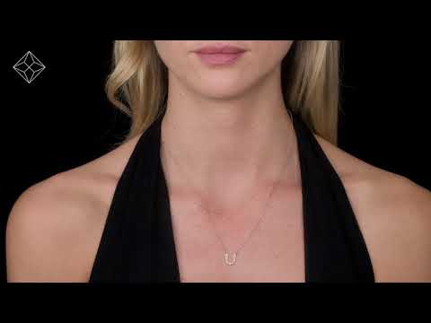 Initial 'U' Necklace Diamond Encrusted Pave Set in 9K Rose Gold