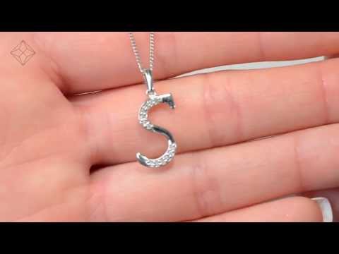 925 Silver Lab Diamond Initial 'S' Necklace 0.05ct