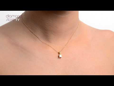 18K Gold Princess Cut Diamond Pendant Necklace 0.50CT G/VS