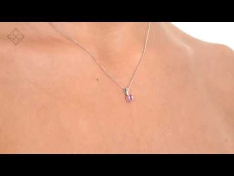 Pink Sapphire 5 X 4mm 9K White Gold Pendant Necklace