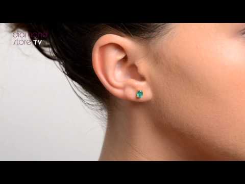 Emerald 5 x 4mm 18K Yellow Gold Earrings