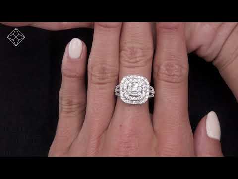 1.25ct Asteria Collection Double Halo Diamond Ring in 18K White Gold