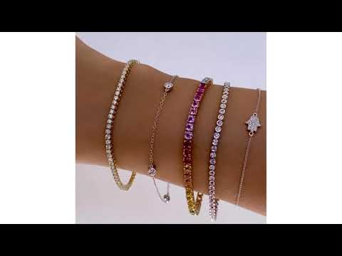 0.39ct Pink Sapphire and 0.35ct Lab Diamond Bracelet in 925 Sterling Silver