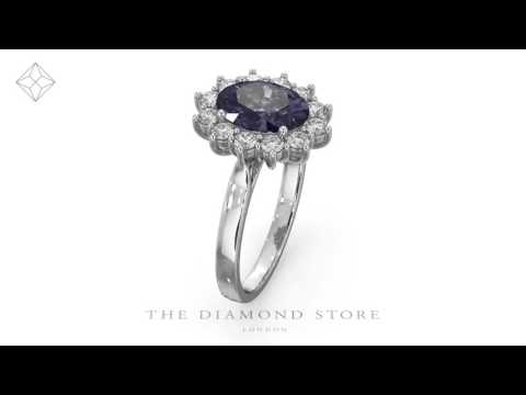 Tanzanite 1.7ct And Diamond 1ct Cluster Ring in 18K White Gold