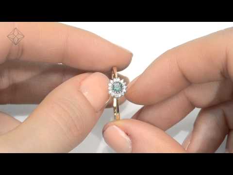 Emerald 3.5mm And Diamond 9K Gold Ring
