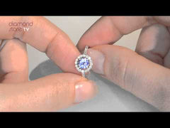 Halo Tanzanite 8.7mm And 0.36ct Diamond 18K White Gold Ring
