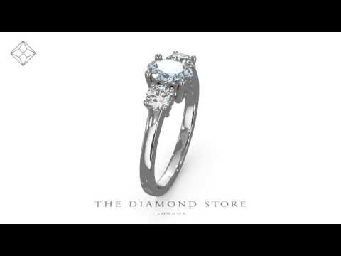 Aquamarine 0.70ct and Lab Diamonds G/Vs 0.50ct Platinum Ring