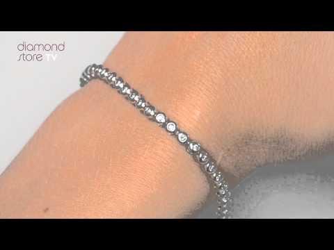 Diamond Tennis Bracelet Rub Over Style 1.00ct 9K White Gold
