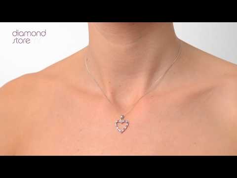 Ruby 0.68CT And Diamond 9K White Gold Heart Pendant Necklace