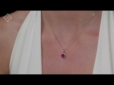 Alegria 1.34ct Ruby and Lab Diamond Pendant Necklace in 9K White Gold