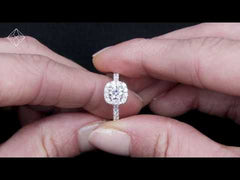 Elizabeth Lab Diamond Halo Engagement Ring 18K White Gold 2.50ct F/VS1