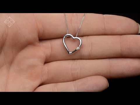 Diamond Heart Pendant Necklace 0.03ct 9K White Gold