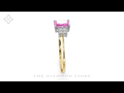 18K Gold Diamond and Pink Sapphire Ring 0.06ct
