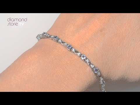 9K White Gold Diamond and Tanzanite Claw Set Link Bracelet