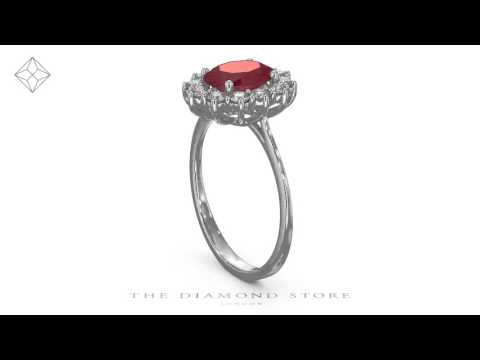 Ruby 1.35ct And Diamond 0.50ct 18K White Gold Ring