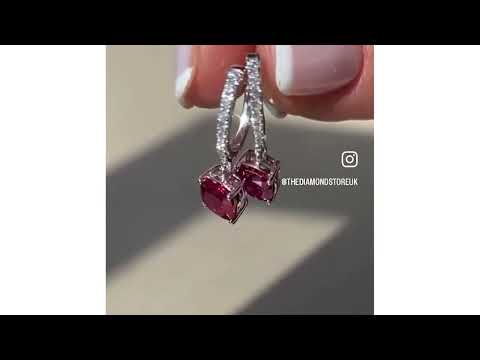 Astra 6.80ct Lab Ruby and Diamond Drop Pear Cut Earrings in 18K Gold Vermeil