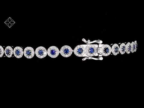 1.62ct Sapphire and 1ct Diamond Stellato Bracelet in 9K White Gold