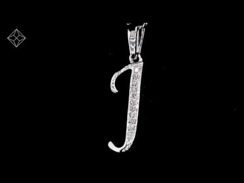 9K White Gold Diamond Initial 'J' Necklace 0.05ct