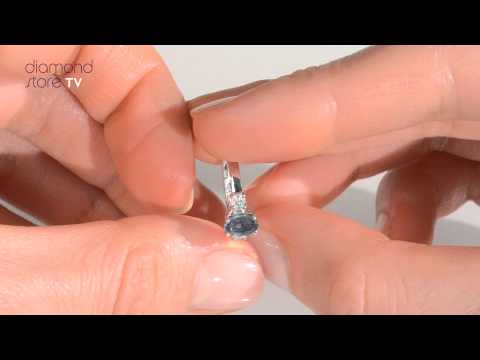 Sapphire 6 x 4mm And Diamond 18K White Gold Ring