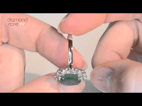 Lab Emerald 1.95CT and Lab Diamond 1.00ct Cluster Ring in 18K White Gold