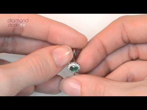 Emerald 5 x 3mm And Diamond 9K White Gold Ring A4450