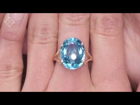 Blue Topaz 11.70CT 9K Yellow Gold Ring