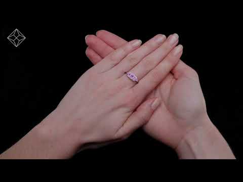 Pink Sapphire and 0.12ct Diamond Ring 9K White Gold