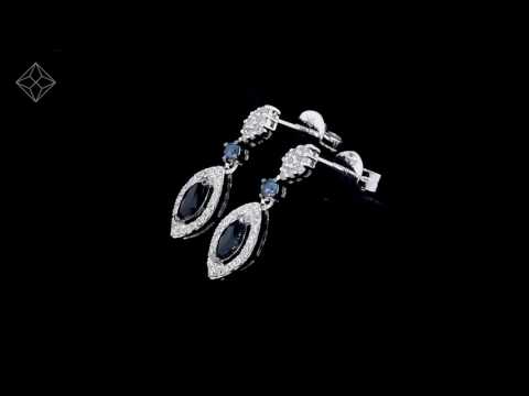 Stellato Collection Sapphire and Diamond Earrings 0.18ct 9K White Gold