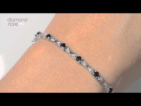 9K White Gold Diamond and Sapphire Claw Set Link Bracelet