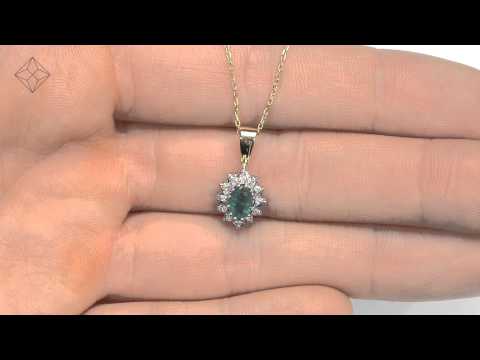 Emerald 0.43CT And Diamond 9K Yellow Gold Pendant Necklace