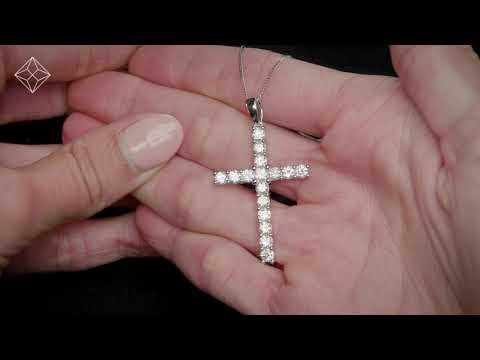2ct Lab Diamond Cross Claw Set Necklace Pendant H/Si in 9K White Gold