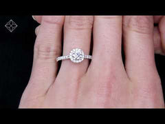 Reina GIA Diamond Halo Engagement Ring in Platinum 1.40ct G/VS1