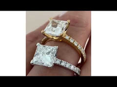 Katerina 3.55ct Lab Diamond Princess Cut Engagement Ring in 18K Yellow Gold G/VS1