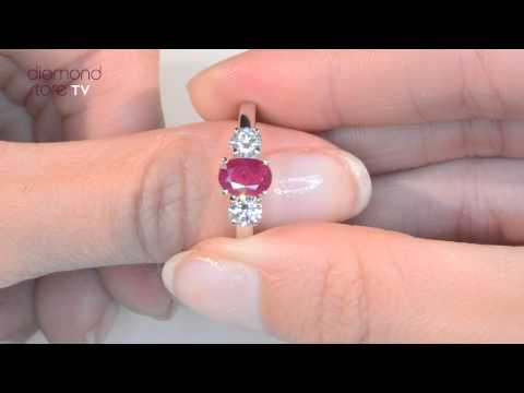Lab Ruby 0.50CT and Lab Diamonds and 1.15CT Ring 18K White Gold