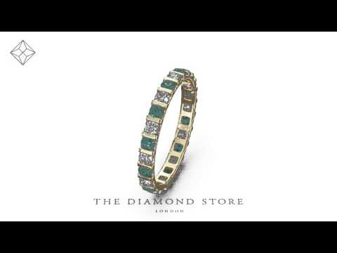 Hannah 18K Gold Emerald 0.70ct and H/SI 2CT Diamond Eternity Ring