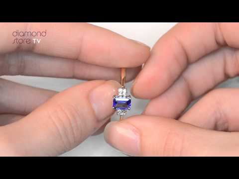 Tanzanite 6 x 4mm And Diamond 18K Gold Ring FET37-V