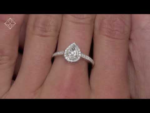 Masami Pear Shaped Pave Lab Diamond Engagement Ring 0.15ct 925 Sterling Silver