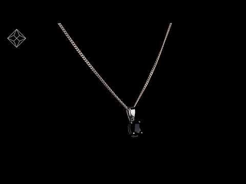 Sapphire 7 x 5 mm 9K White Gold Pendant Necklace