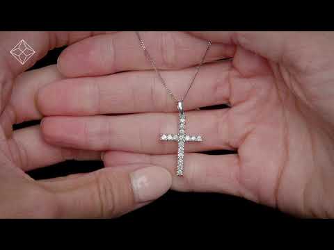 Lab Diamond Cross Pendant Necklace Claw Set 0.50ct H/Si 9K White Gold