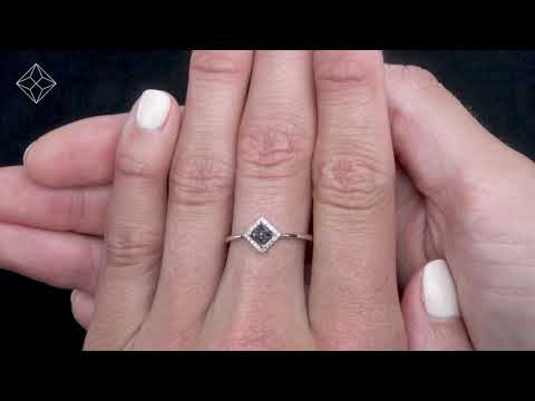 Diamond and Black Diamond Stellato Squares Ring in 9K White Gold
