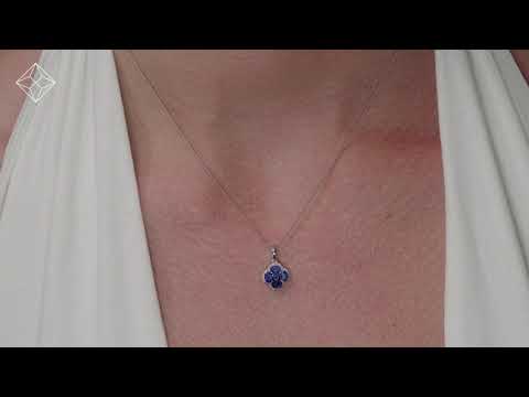 Alegria 1.08ct Sapphire and Lab Diamond Pendant Necklace in 9K White Gold