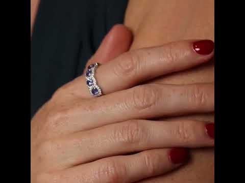 1.20ct Tanzanite Asteria Eternity Halo Diamond Ring in 18K White Gold