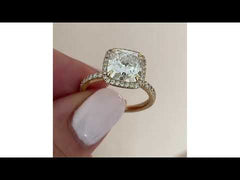 Beatrice 3.55ct Lab Diamond Cushion Cut Engagement Ring in 18K Yellow Gold G/VS1