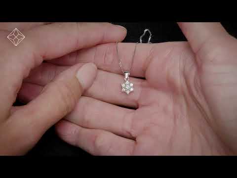 1ct Lab Diamond Cluster Necklace Pendant H/Si in 9K White Gold