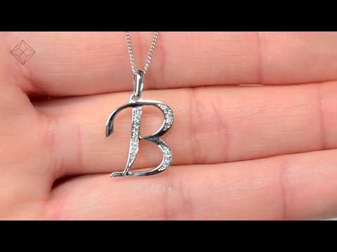 925 Silver Lab Diamond Initial 'B' Necklace 0.05ct
