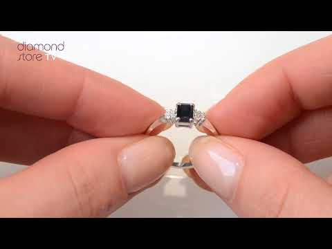 Sapphire 6 x 4mm And Diamond 925 Sterling Silver Ring